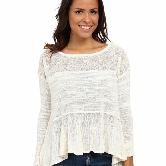 Free People Tops - Free People Kristobel Embroidered Sweater Ivory XS